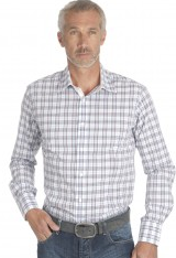 chemise coupe cintrée en coton carreau bleu 34,90€