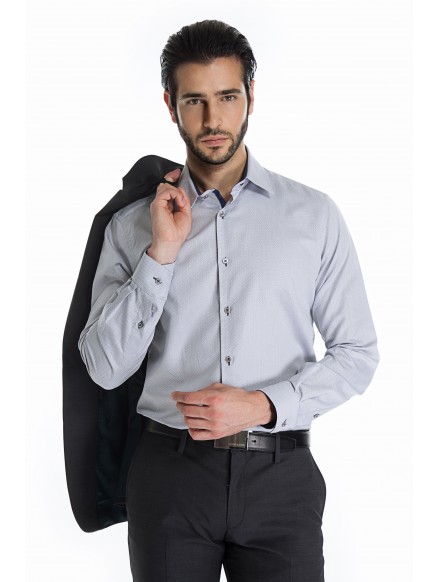chemise-homme-grise-a-motifs-coupe-regular Father&Sons